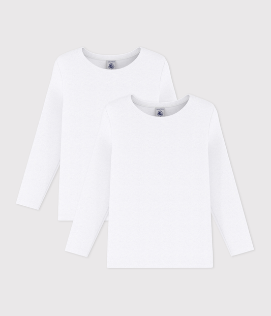 Lots de 2 tee-shirts manches longues blancs petit garçon – F
