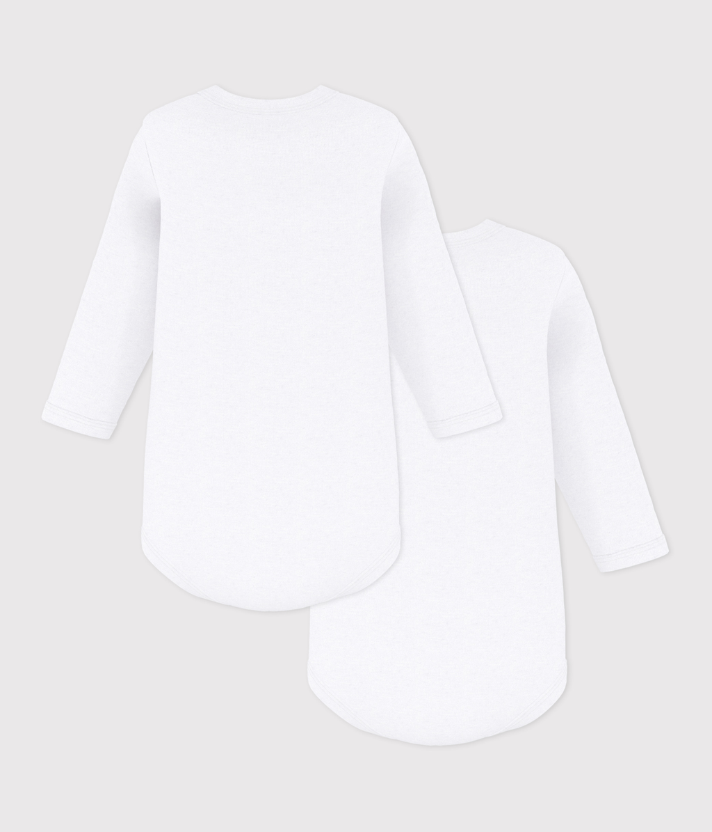 Lot de 2 bodies blancs manches longues bébé – D
