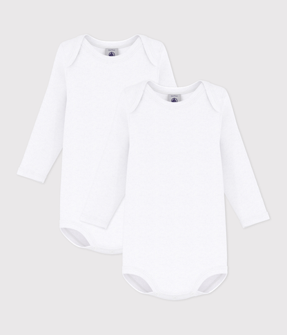 Lot de 2 bodies blancs manches longues bébé – F