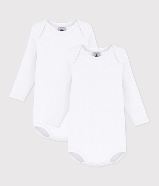 Lot de 2 bodies blancs manches longues bébé – F