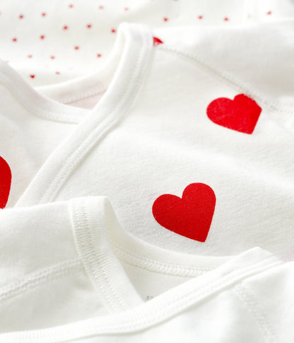 Lot de 3 bodies croisés manches courtes en coton cœurs bébé – Z