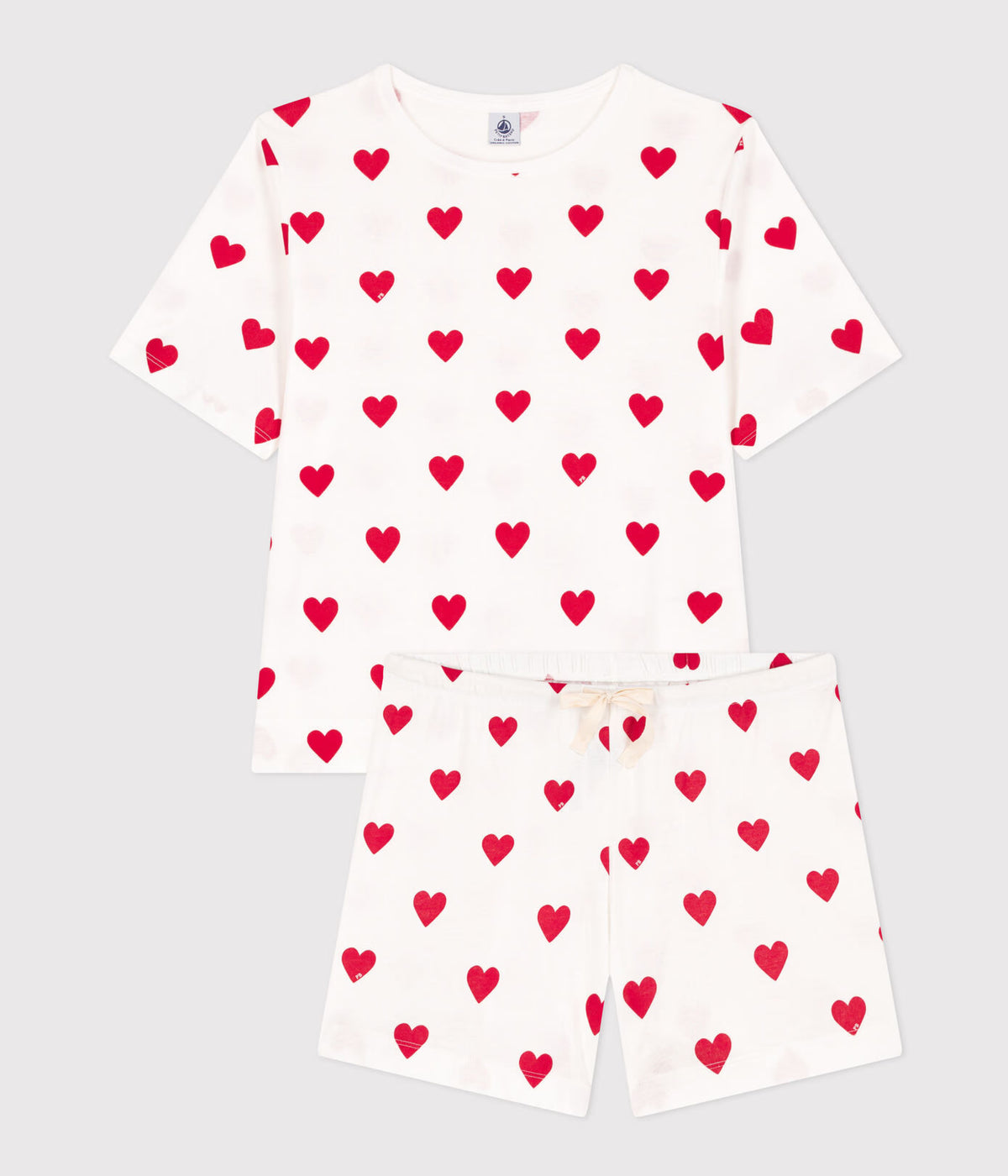 Pyjacourt cœur en coton femme