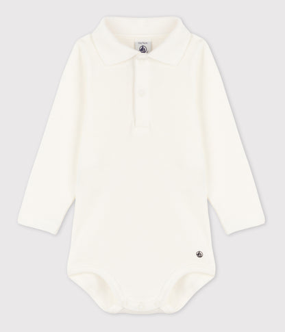 Body manches longues bébé col polo en coton