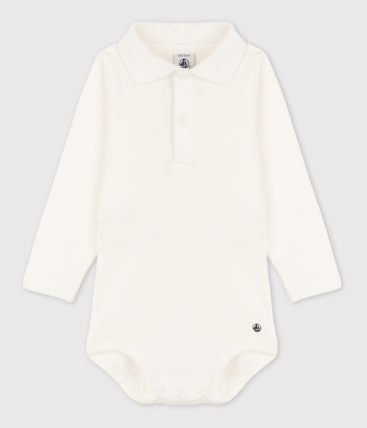 Body manches longues bébé col polo en coton