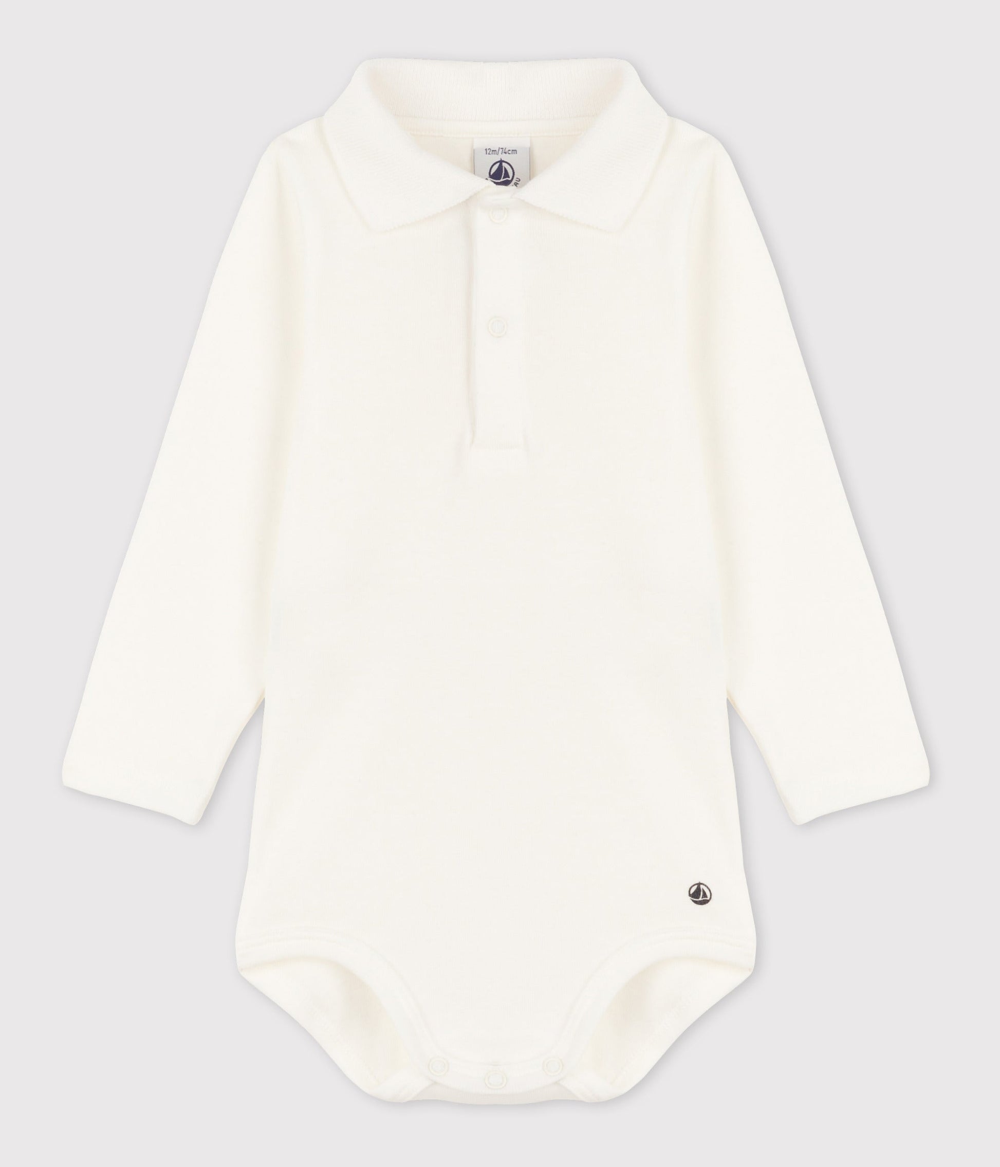Body bébé col polo en coton uni – F