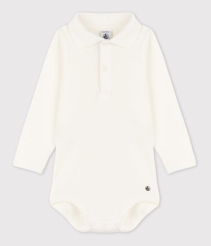 Body bébé col polo en coton uni – F