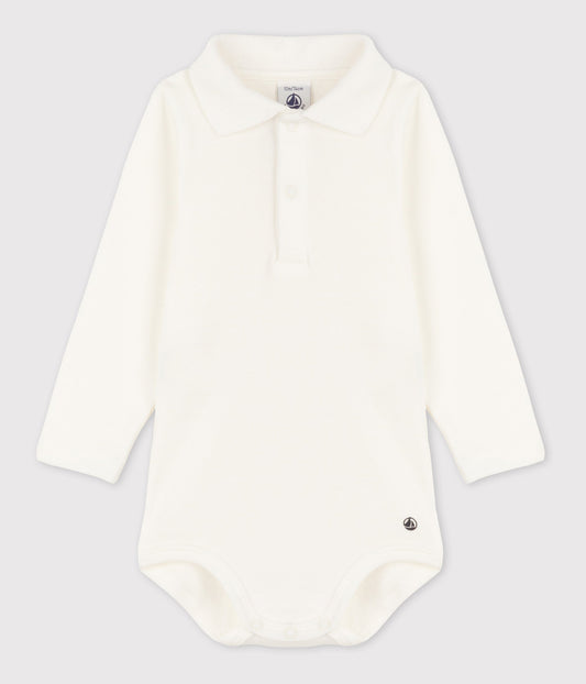 Body bébé col polo en coton uni – F