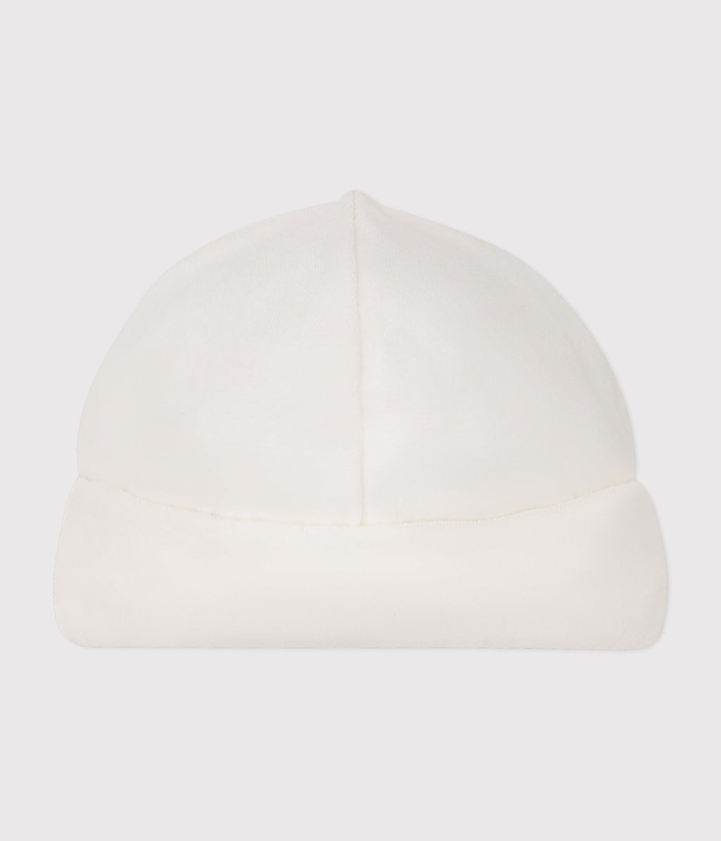 Bonnet naissance bébé en velours uni – D1