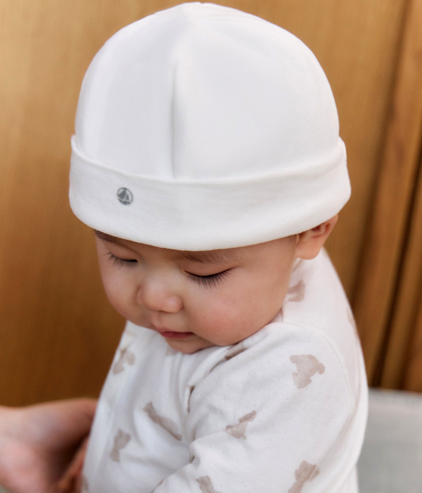 Bonnet naissance bébé en velours uni