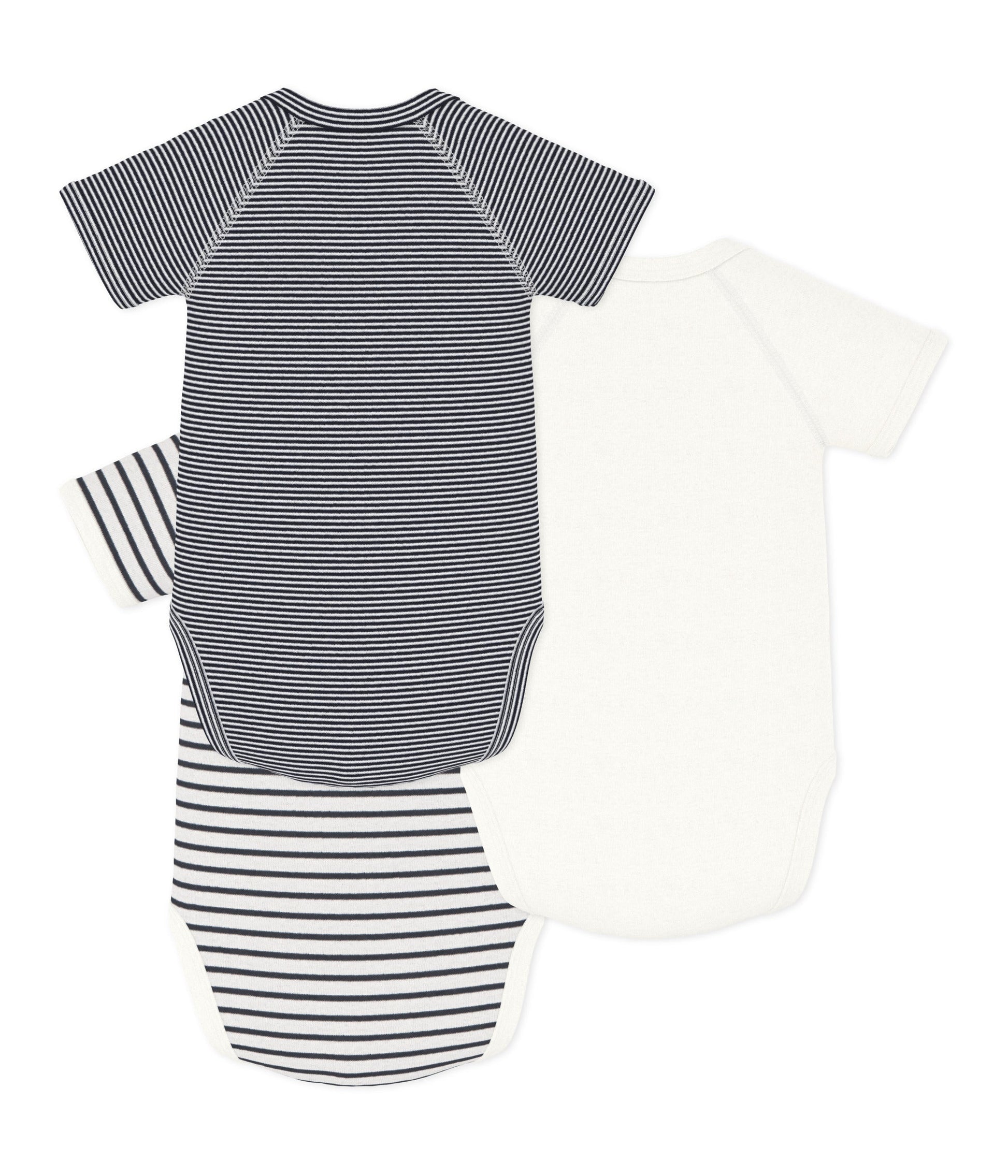 Lot de 3 bodies croisés manches courtes rayures bébé en coton – D