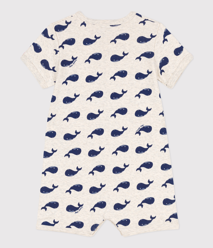 Combinaison courte baleines marines en coton bébé