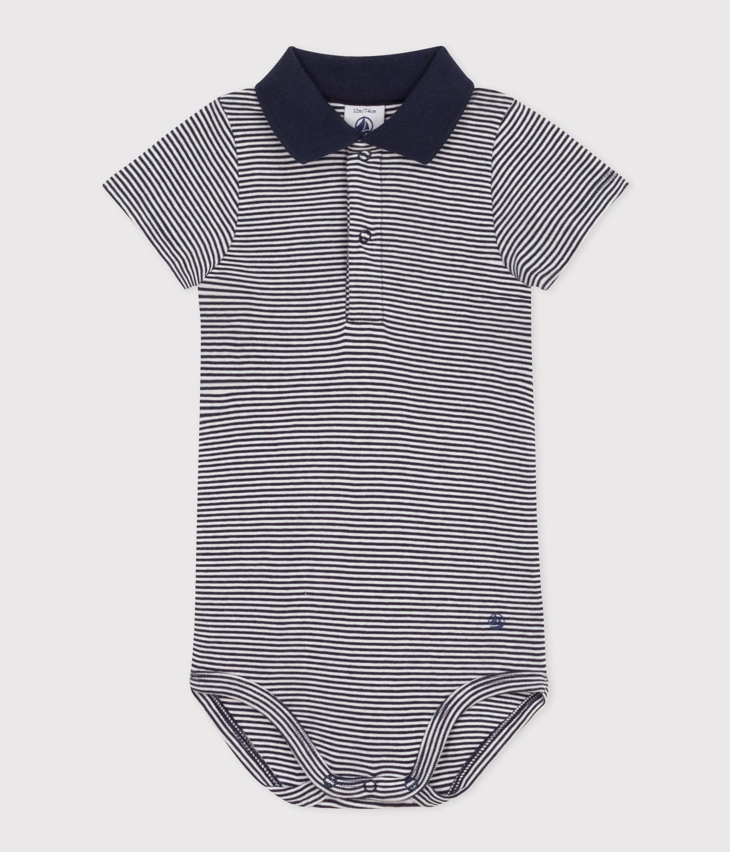 Body manches courtes col polo en coton rayé bébé – F1