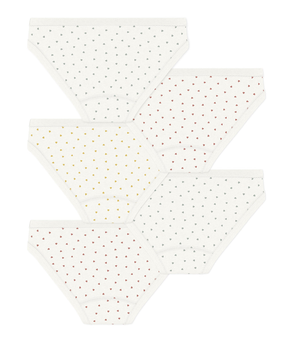 Lot de 5 culottes petits cœur en coton petite fille – D