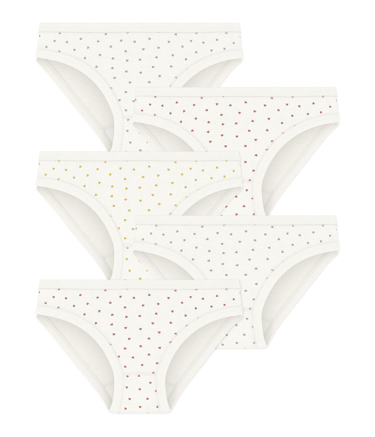 Lot de 5 culottes petits cœur en coton petite fille – F