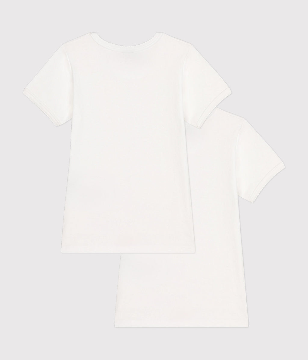 Lot de 2 tee-shirts blancs courtes petite fille – D
