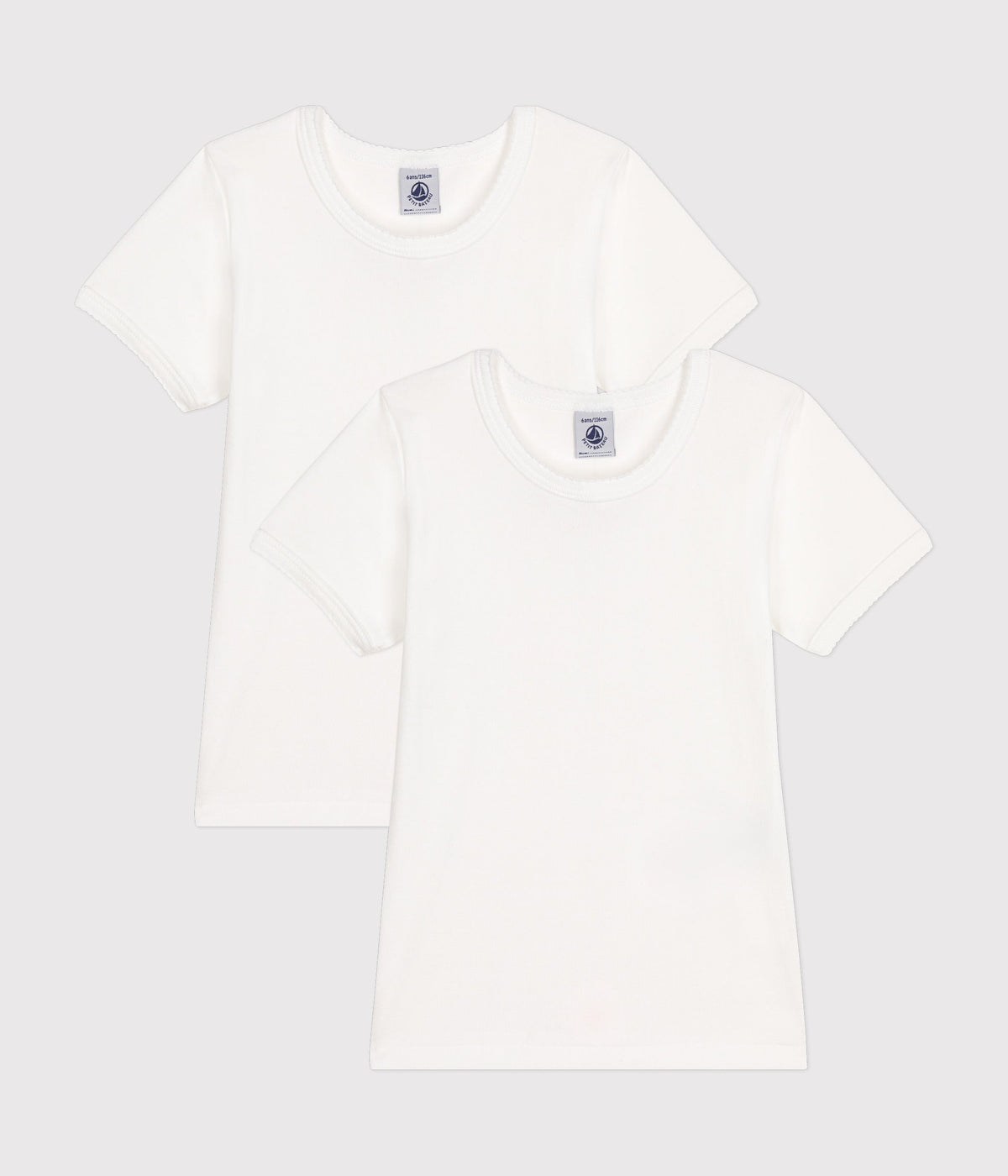 Lot de 2 tee-shirts blancs courtes petite fille – F