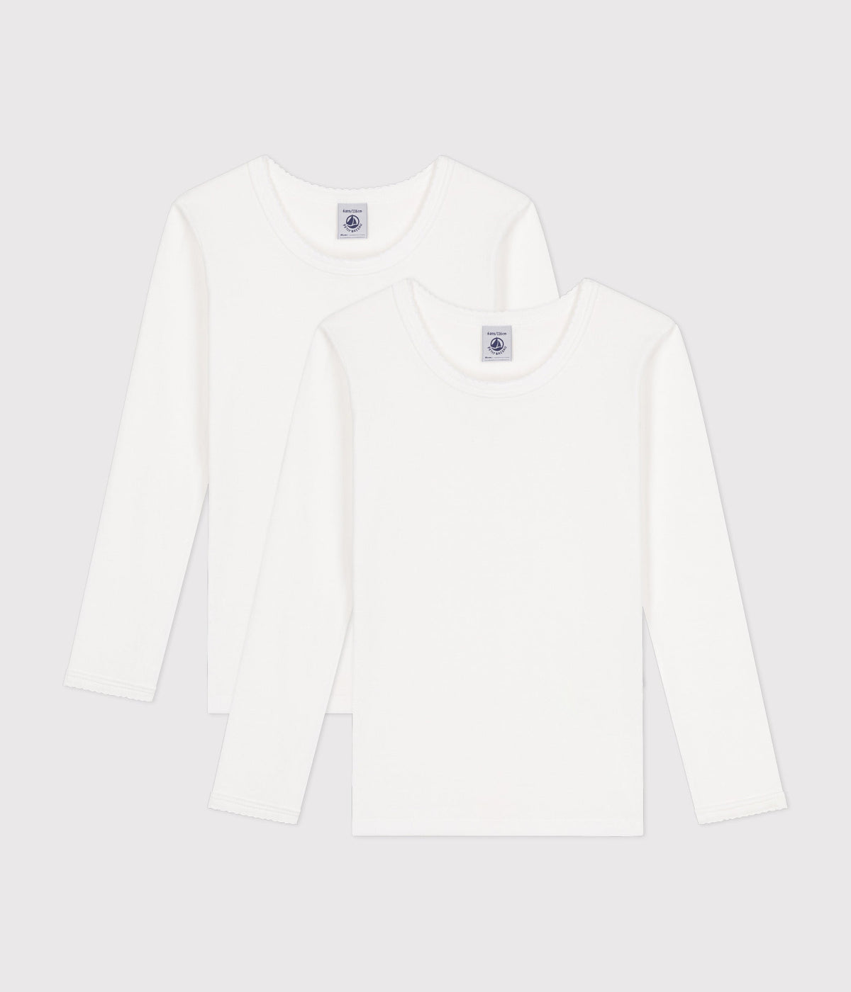 Lot de 2 tee-shirts blancs manches longues petite fille – F