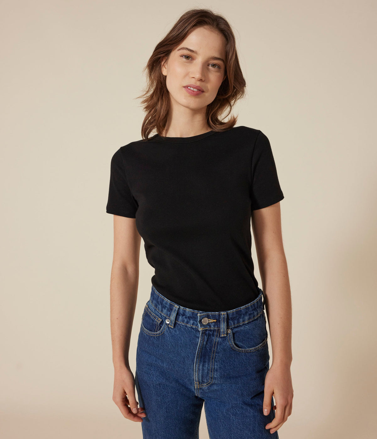 Tee-shirt l'Iconique manches courtes en côte unie femme – J