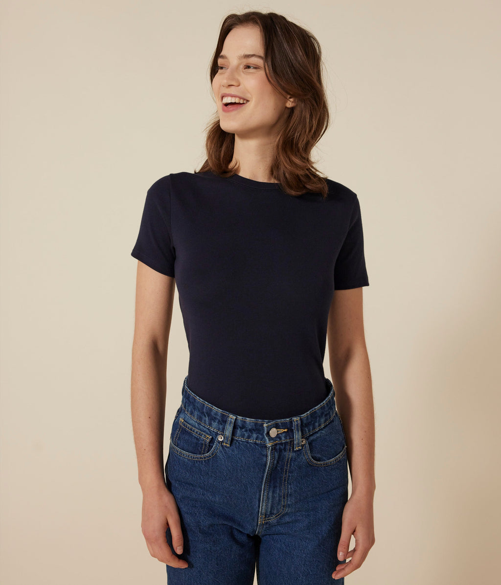 Tee-shirt l'Iconique manches courtes en côte unie femme – J