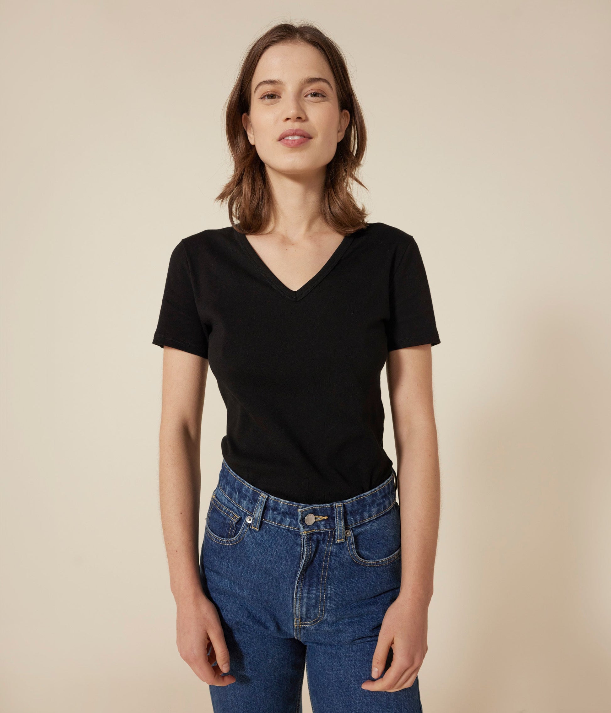 Tee-shirt l'Iconique manches courtes en côte unie femme – J