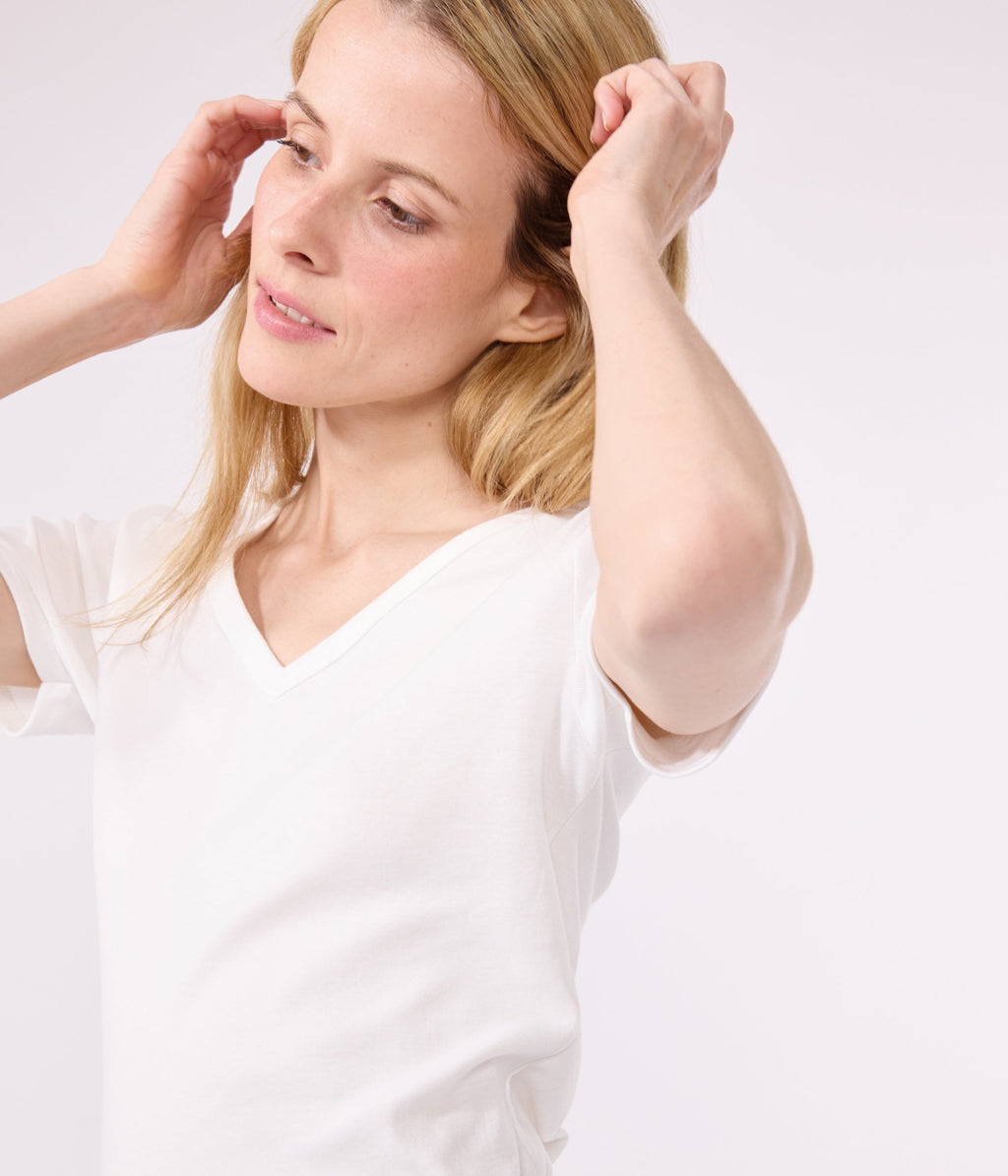 Tee-shirt l'Iconique manches courtes en côte unie femme – J
