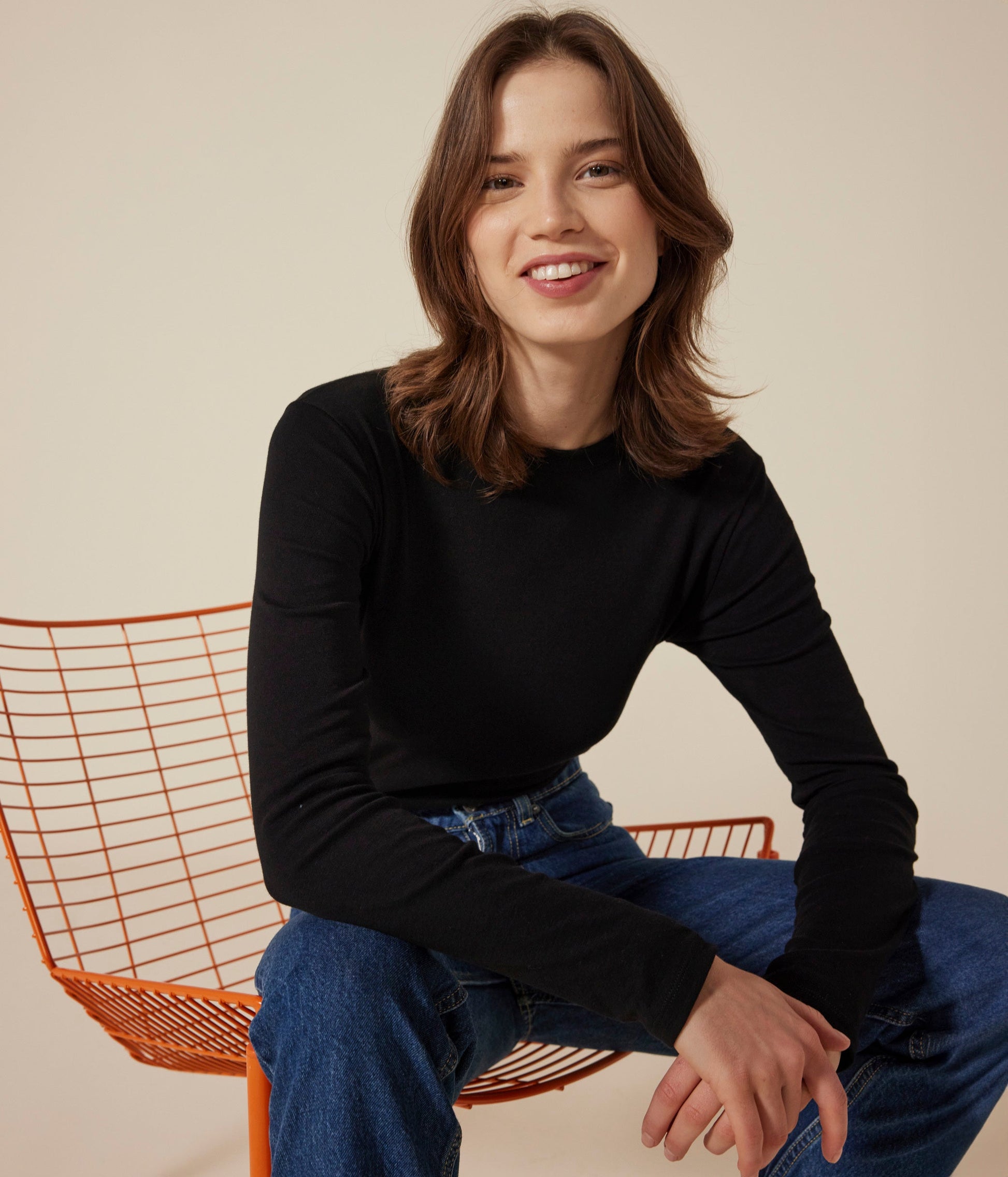 Tee-shirt l'Iconique manches longues en côte unie femme – J