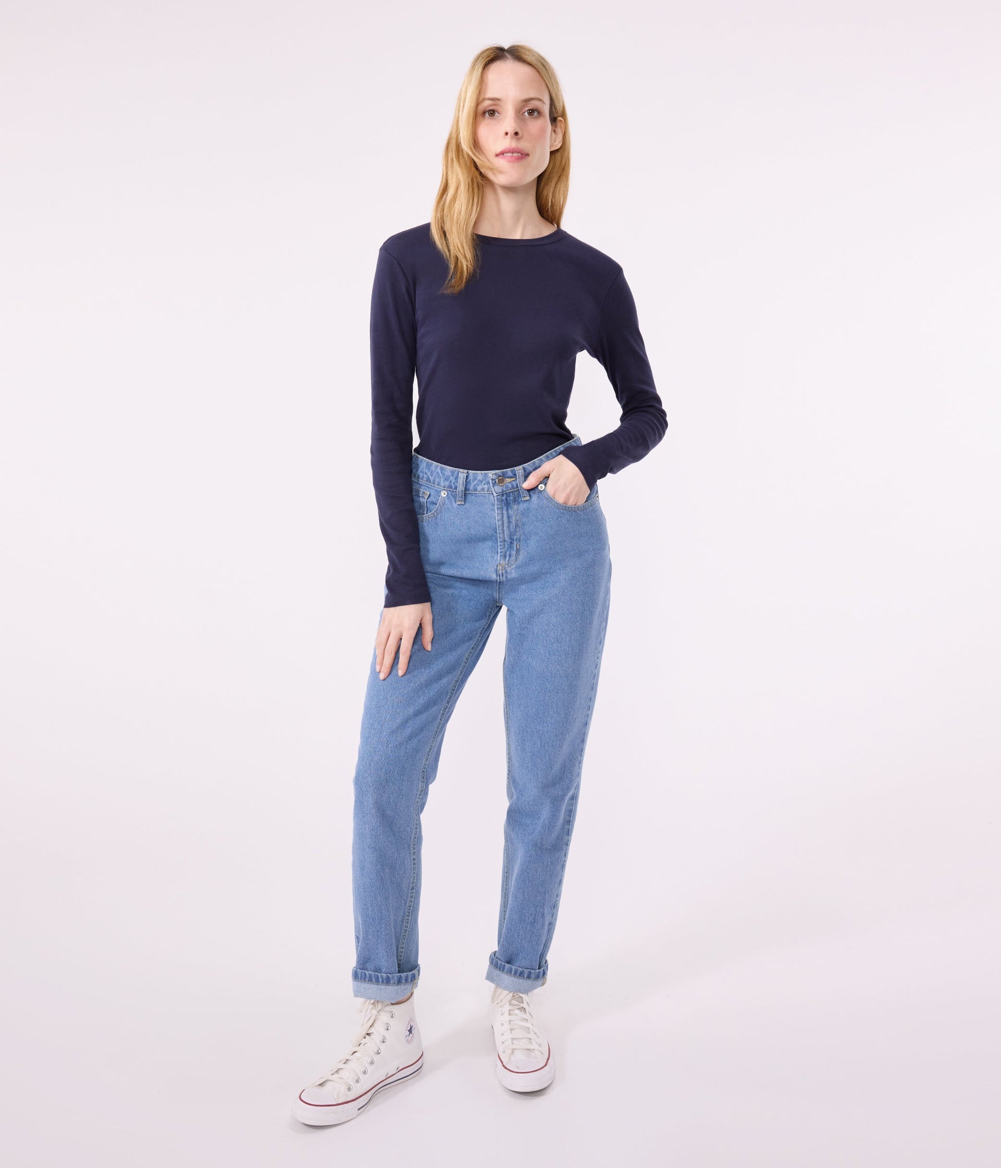 Tee-shirt l'Iconique manches longues en côte unie femme – J