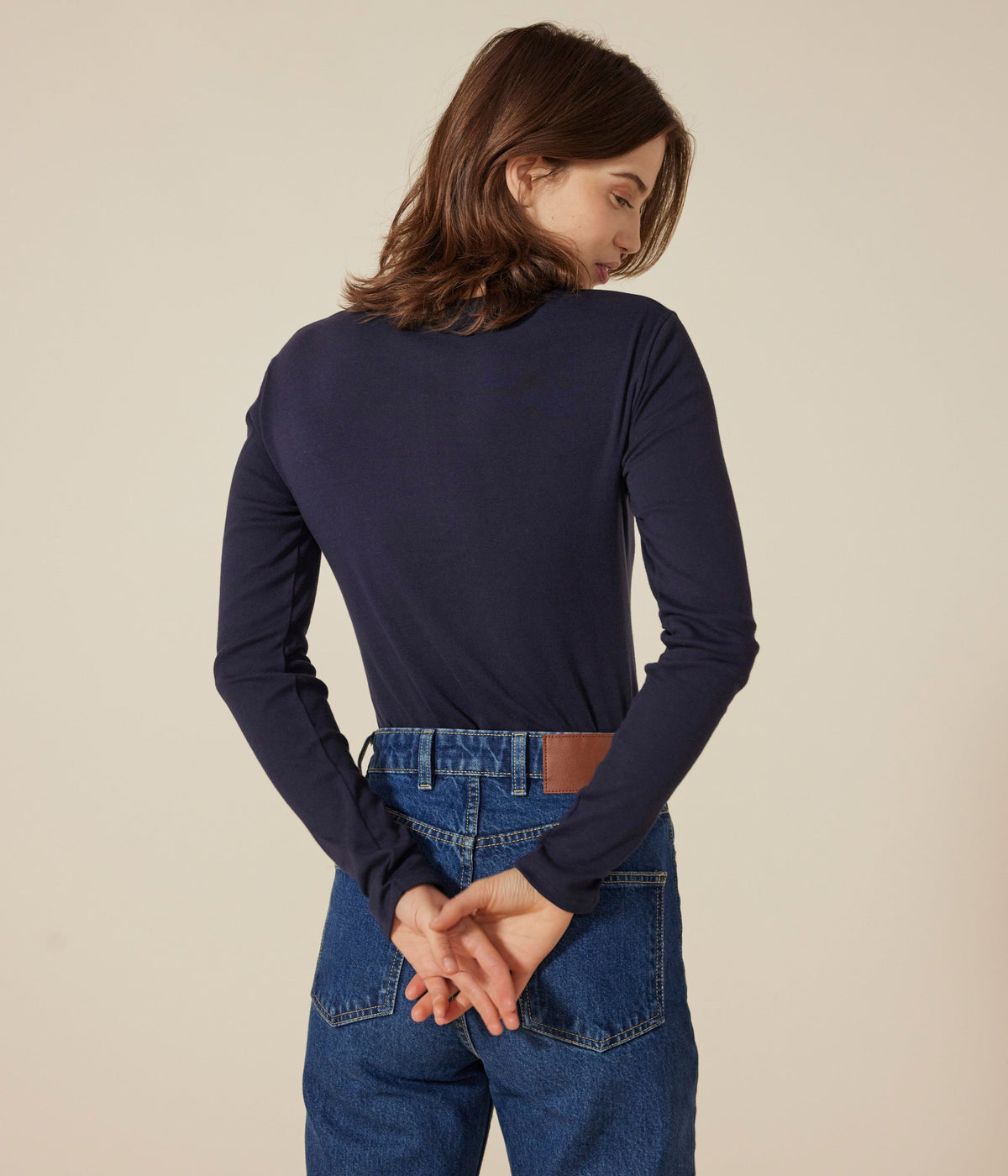Tee-shirt l'Iconique manches longues en côte unie femme – J