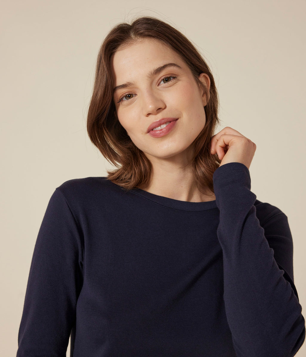 Tee-shirt l'Iconique manches longues en côte unie femme – J