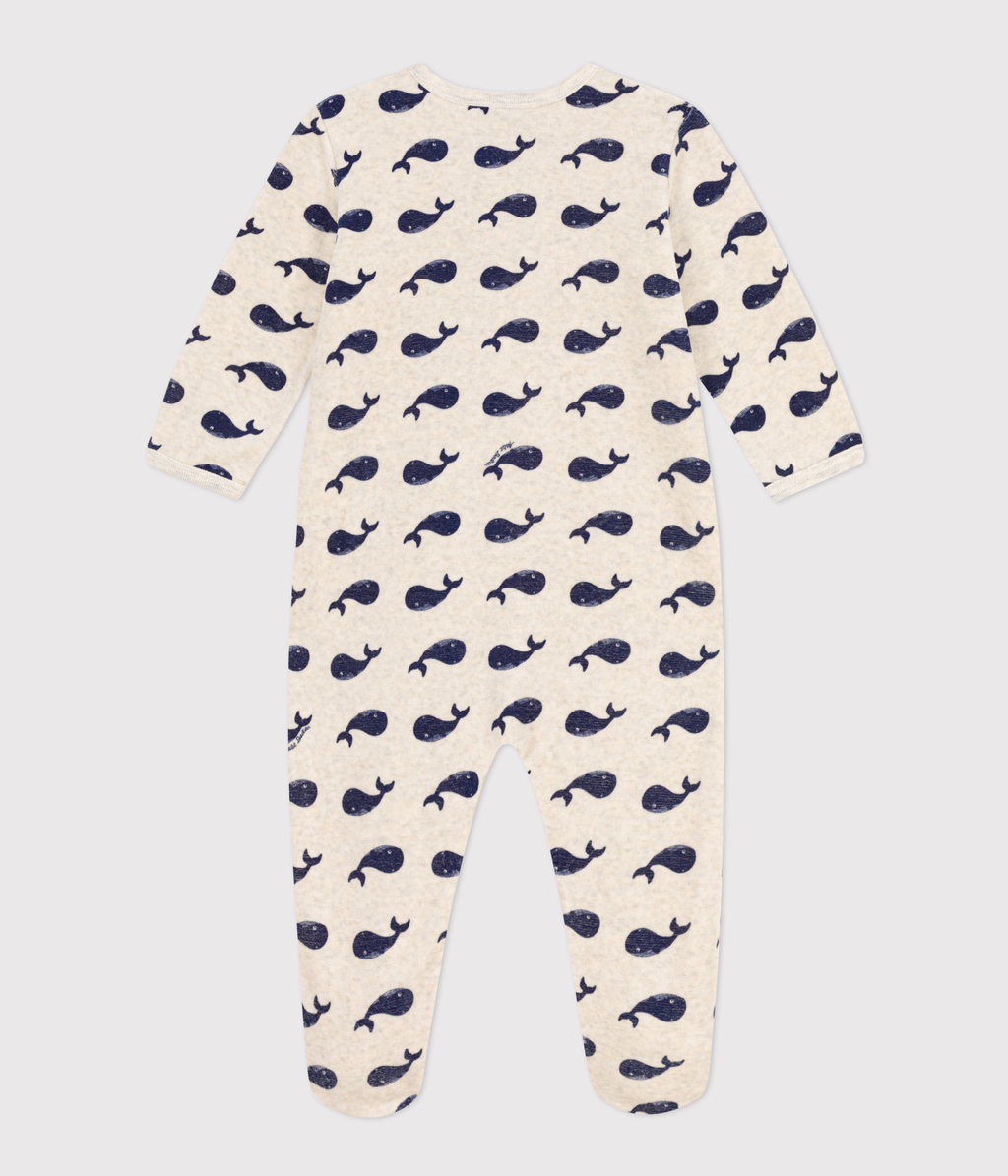 Pyjama bébé baleines marines en velours