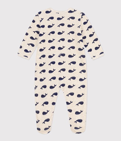 Pyjama bébé baleines marines en velours