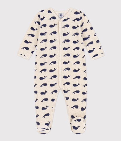 Pyjama bébé baleines marines en velours