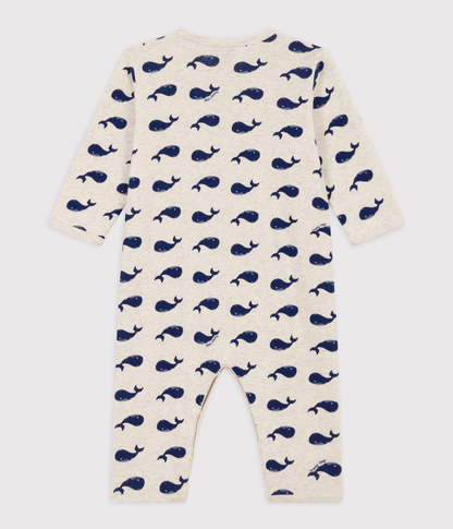 Pyjama bébé sans pieds en coton baleines marines