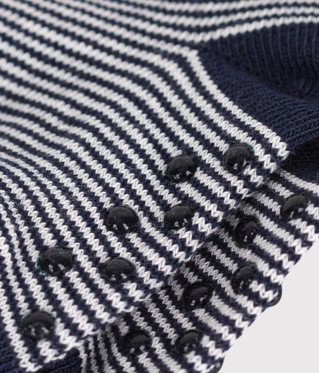 Non-slip striped cotton baby socks