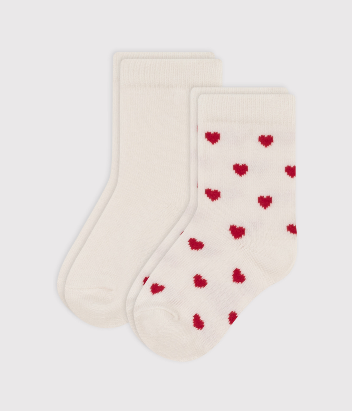 Lot de 2 paires de chaussettes cœurs en jersey de coton bébé