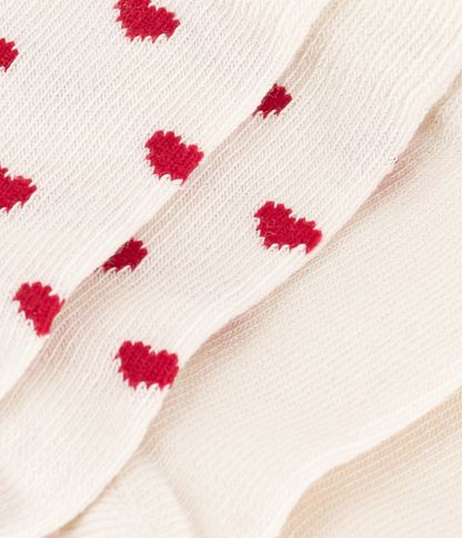 Lot de 2 paires de chaussettes cœurs en jersey de coton bébé