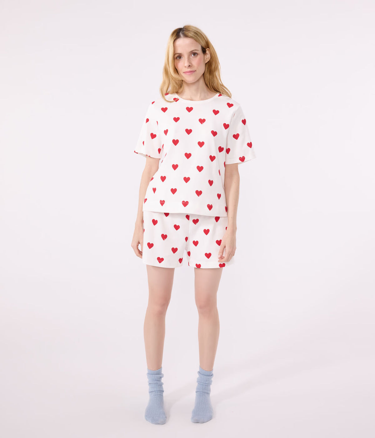 Pyjacourt cœur en coton femme