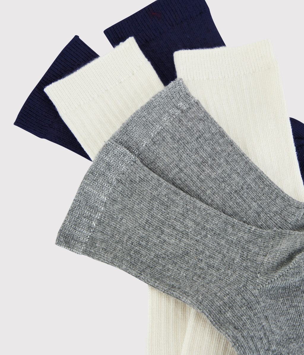 3 pairs of plain cotton children's socks