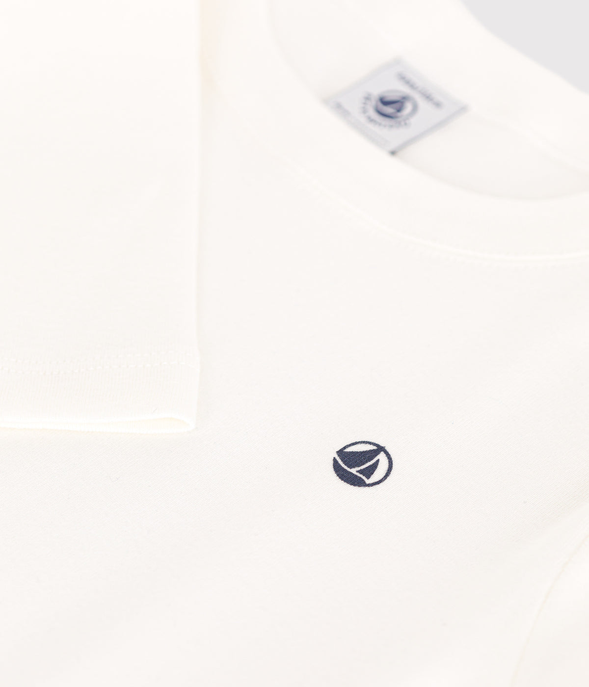 tee shirt manches longues en cote enfant fille garcon blanc