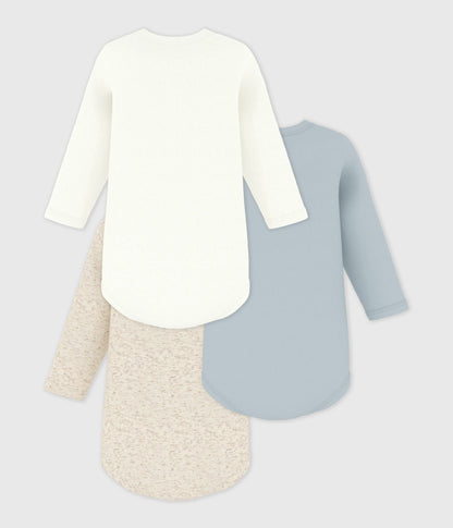 Lot de 3 bodies manches longues unis en coton – D1