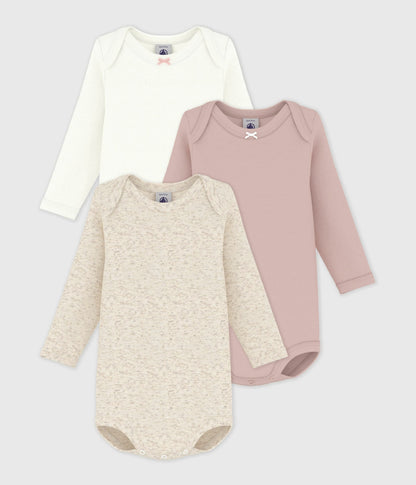 Lot de 3 bodies manches longues bébé en coton – F1