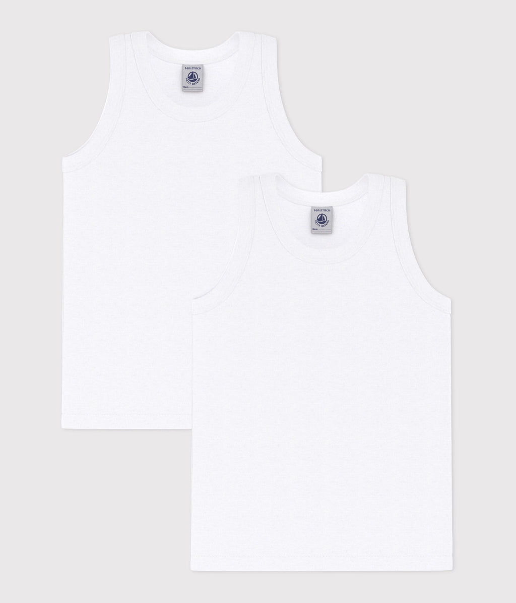 Lot de 2 débardeurs blancs petit garçon – F