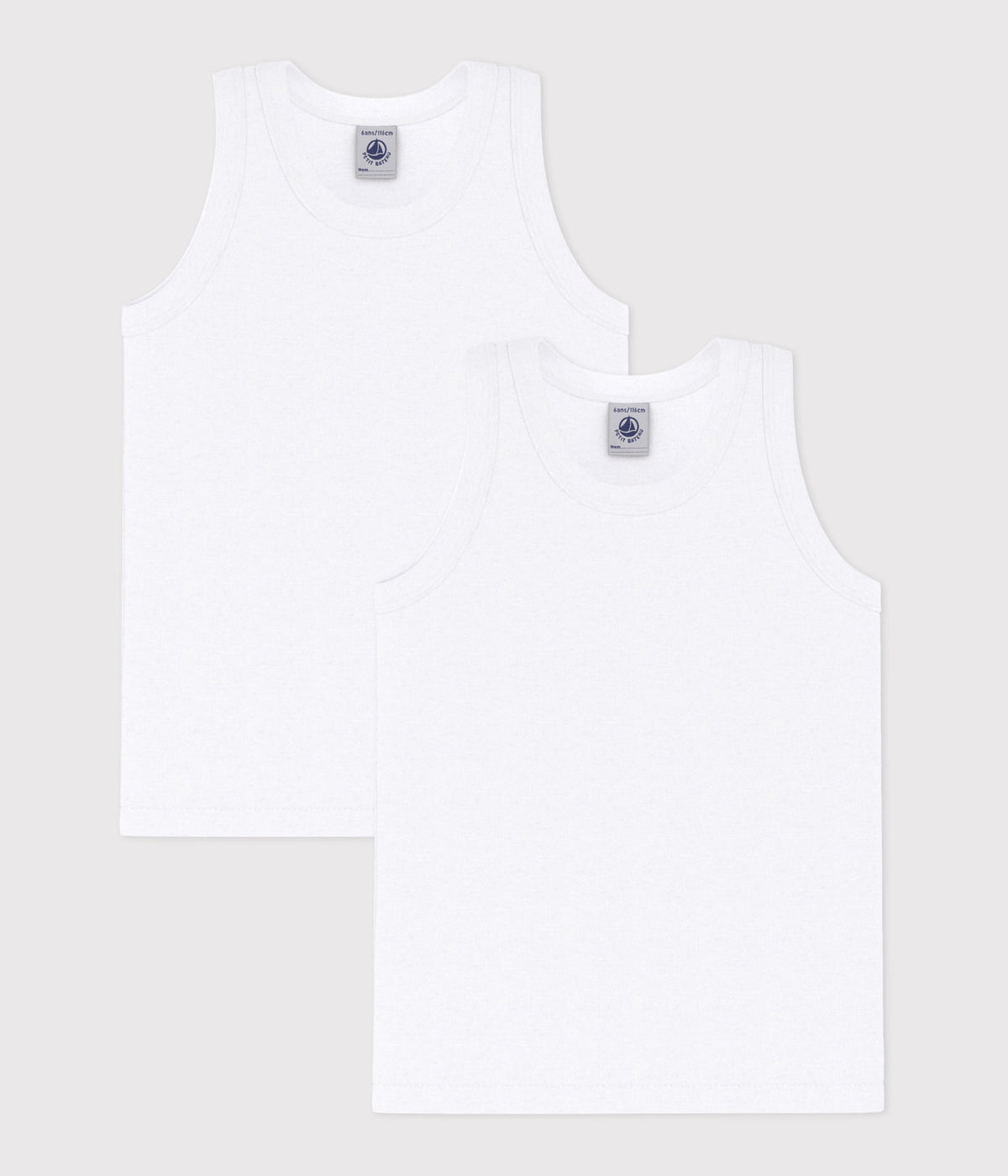 Lot de 2 débardeurs blancs petit garçon – F