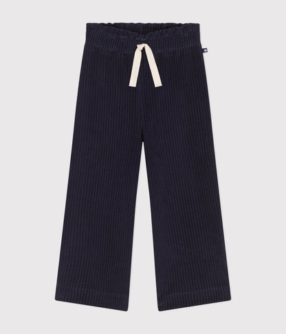 Pantalon large en velours fin enfant fille