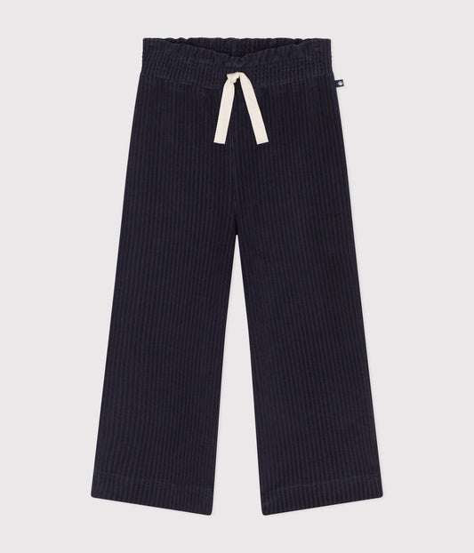 Pantalon large en velours fin enfant fille
