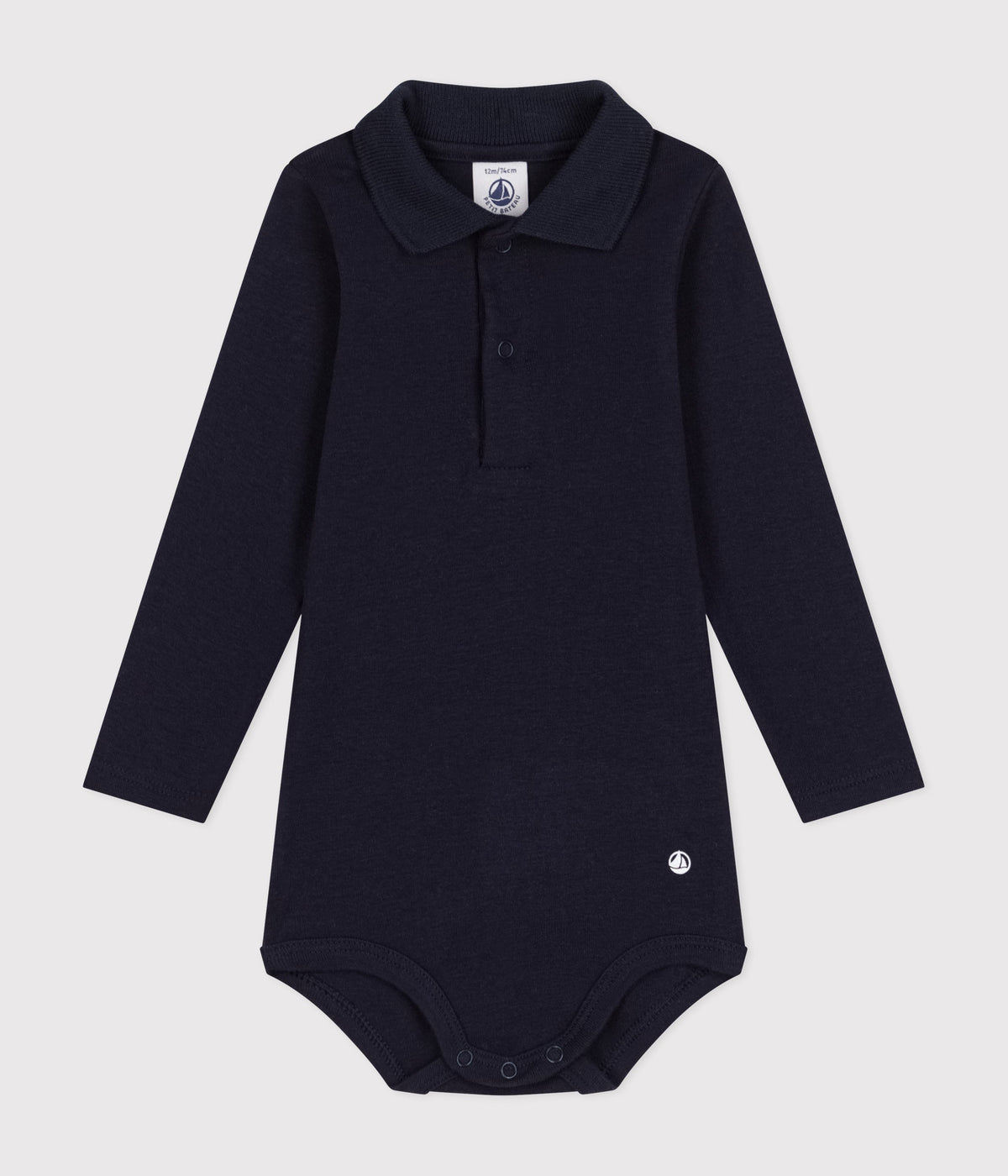 Body bébé col polo en coton uni