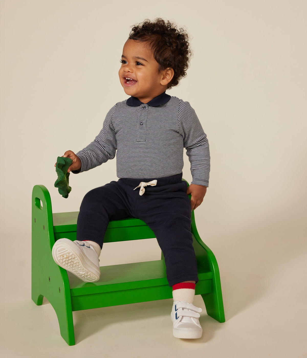 Body bébé col polo en coton à rayures