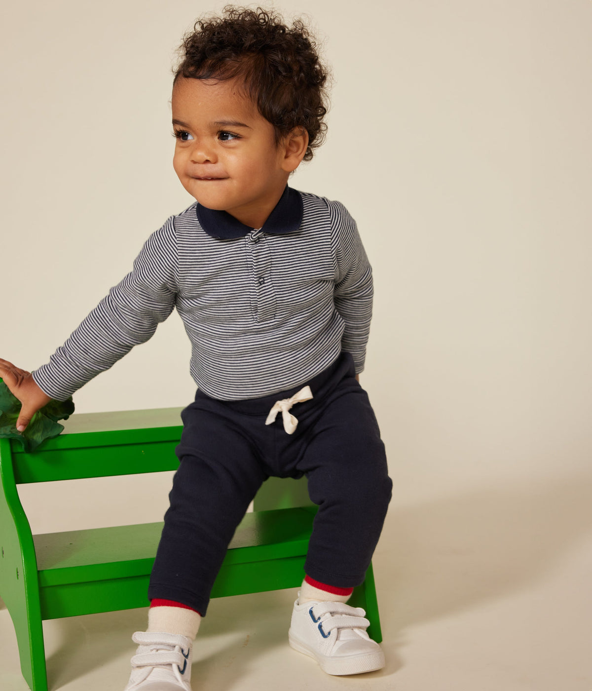 Body bébé col polo en coton à rayures
