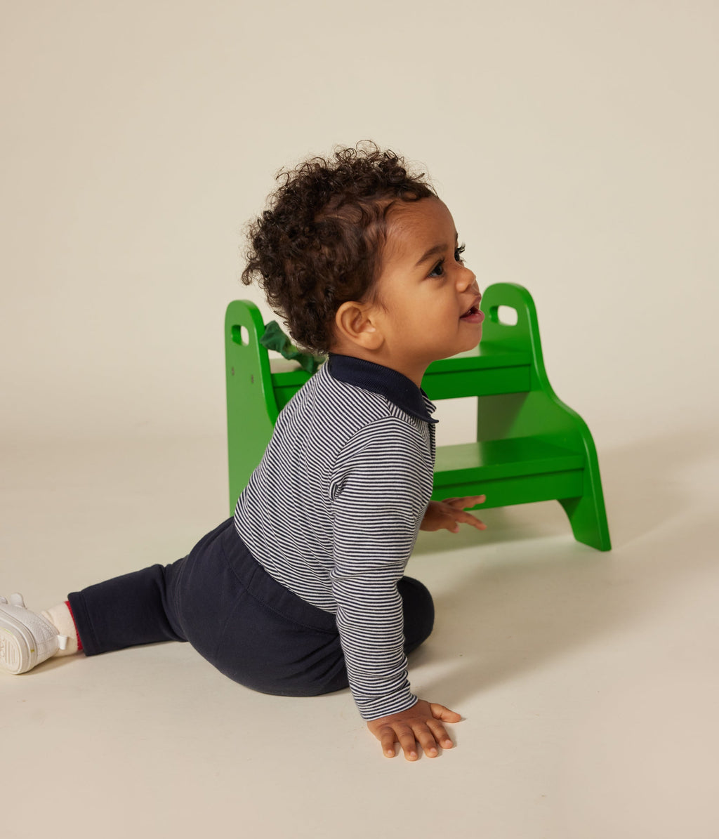 Body bébé col polo en coton à rayures