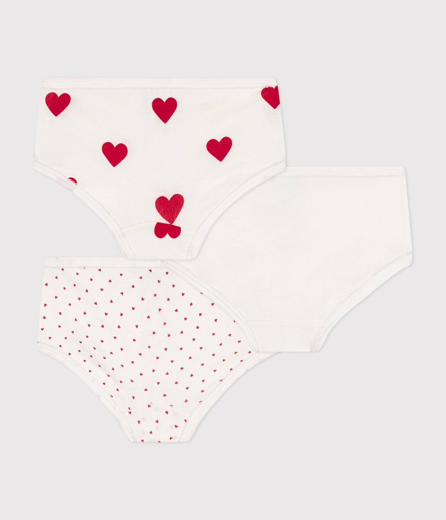 Lot de 3 culottes taille haute cœur en coton enfant – D